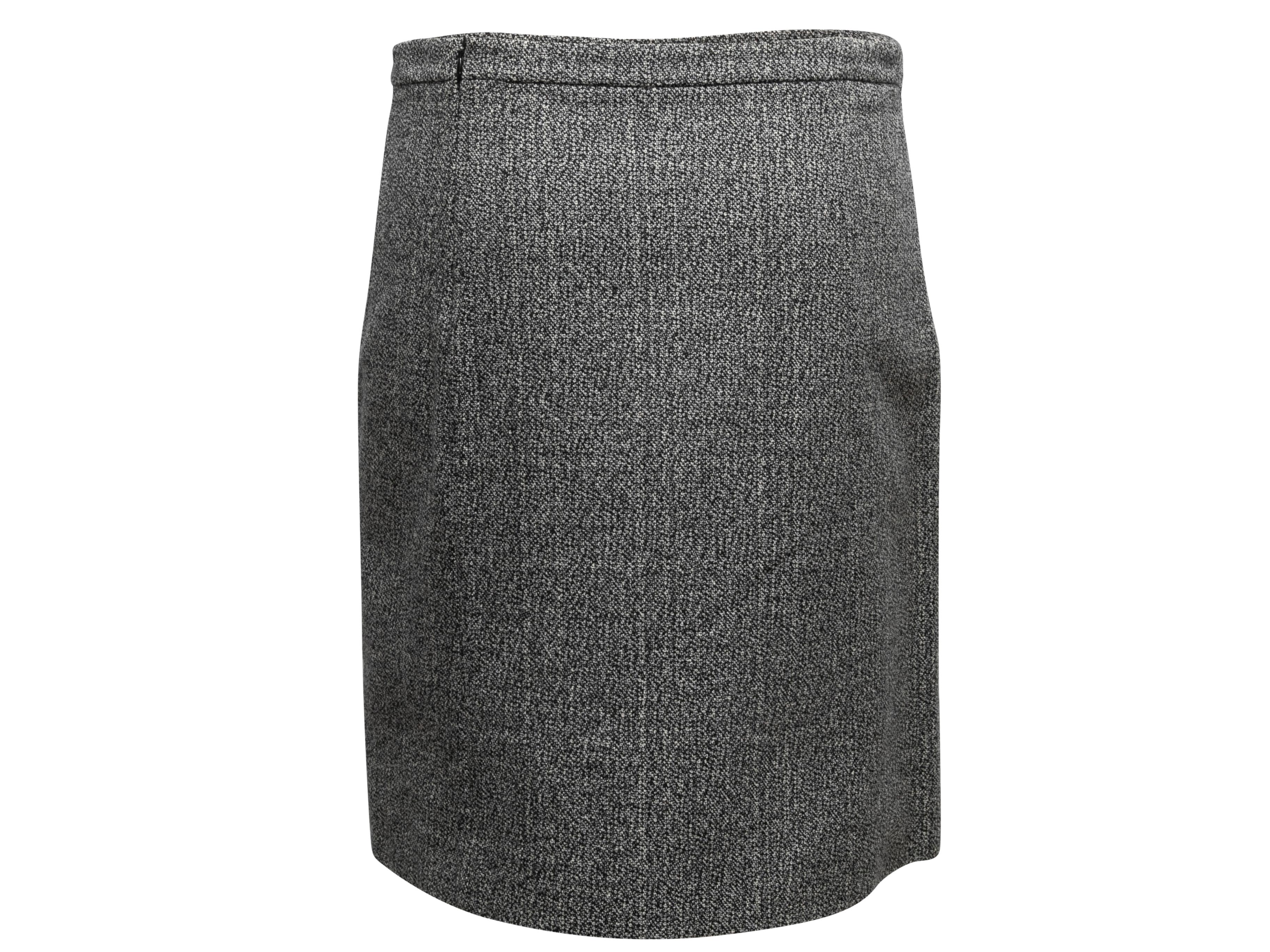 Noir Jupe crayon brodée en laine vierge grise et multicolore Miu Miu Taille IT 40 en vente