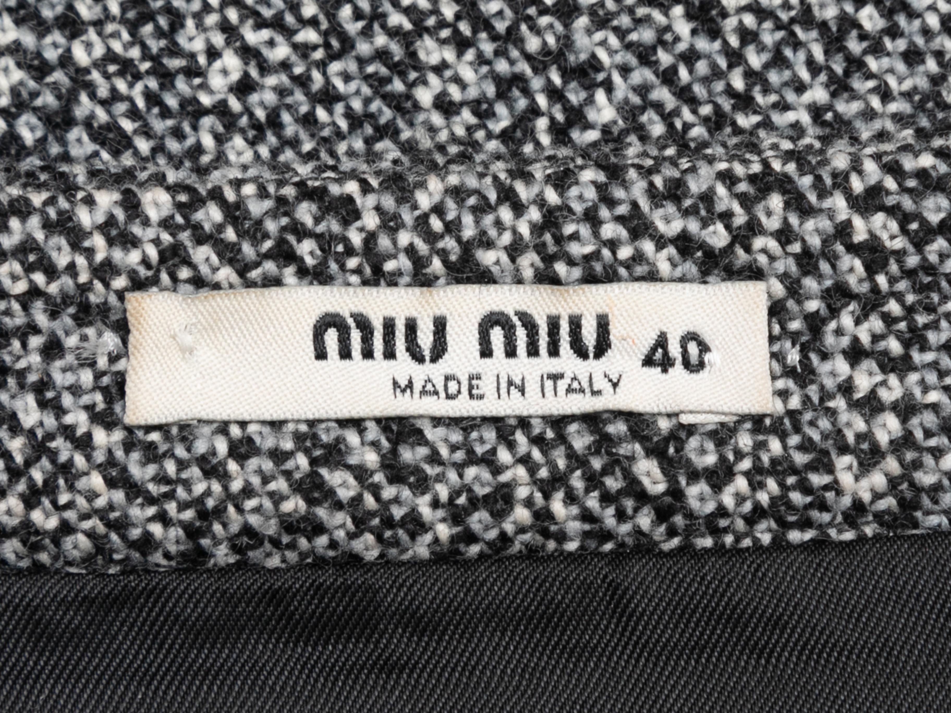 Jupe crayon brodée en laine vierge grise et multicolore Miu Miu Taille IT 40 Bon état - En vente à New York, NY
