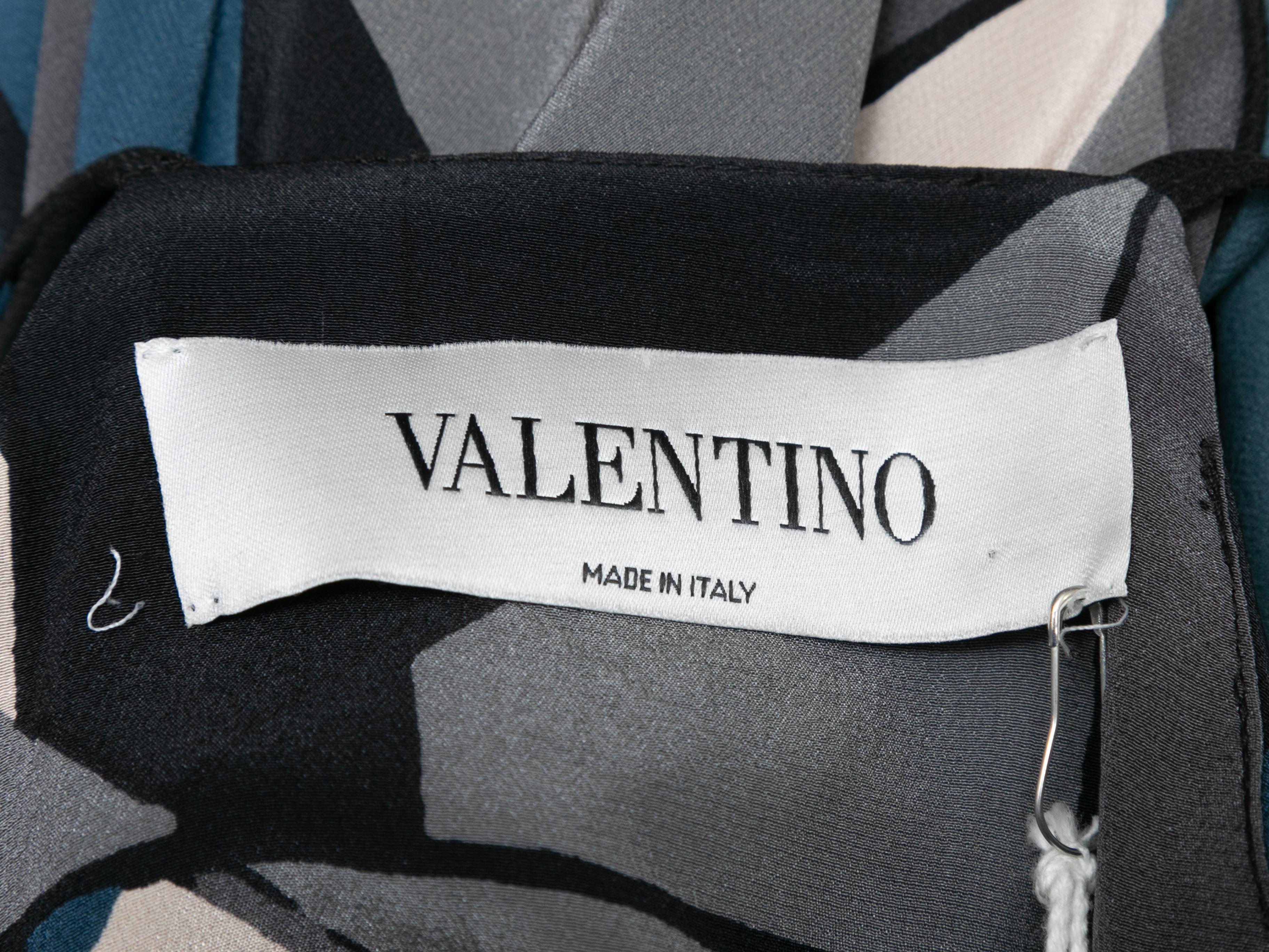 Women's or Men's Grey & Multicolor Valentino Geometric Print Silk Dress Size US M For Sale