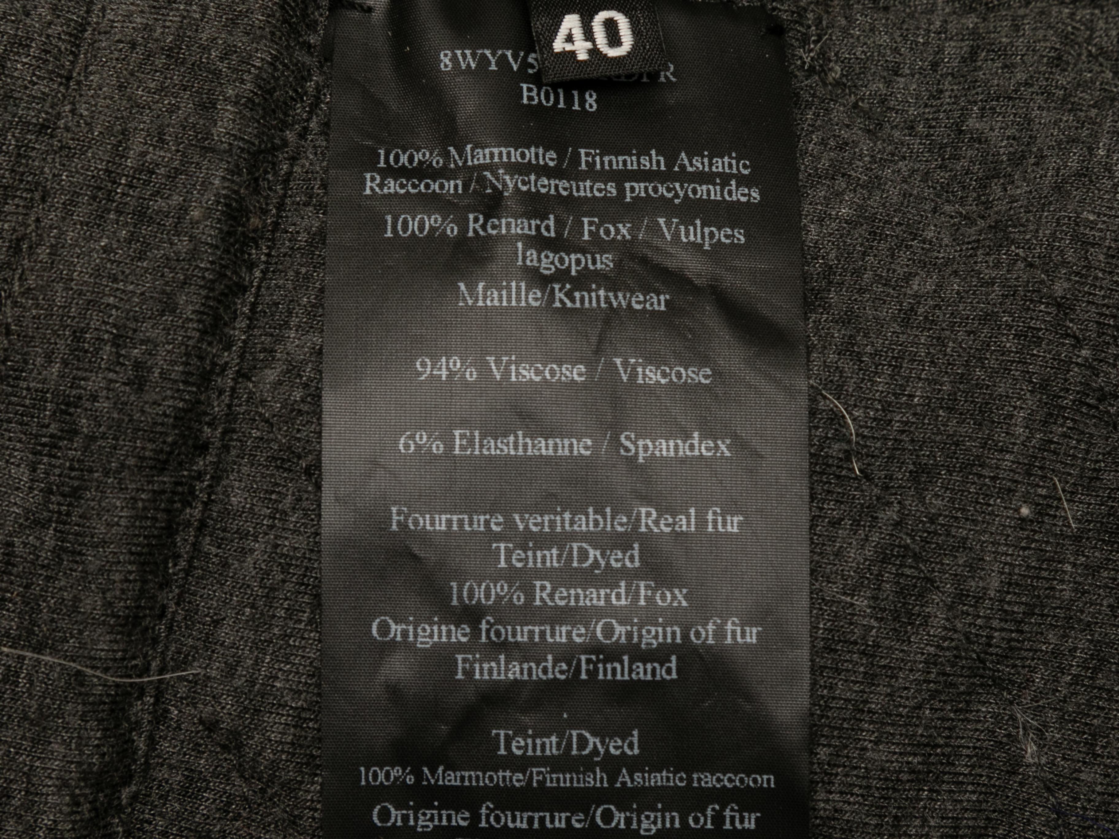 Gris Yves Salomon - Veste en fourrure de renard à chevrons grise et multicolore, taille EU 40 en vente
