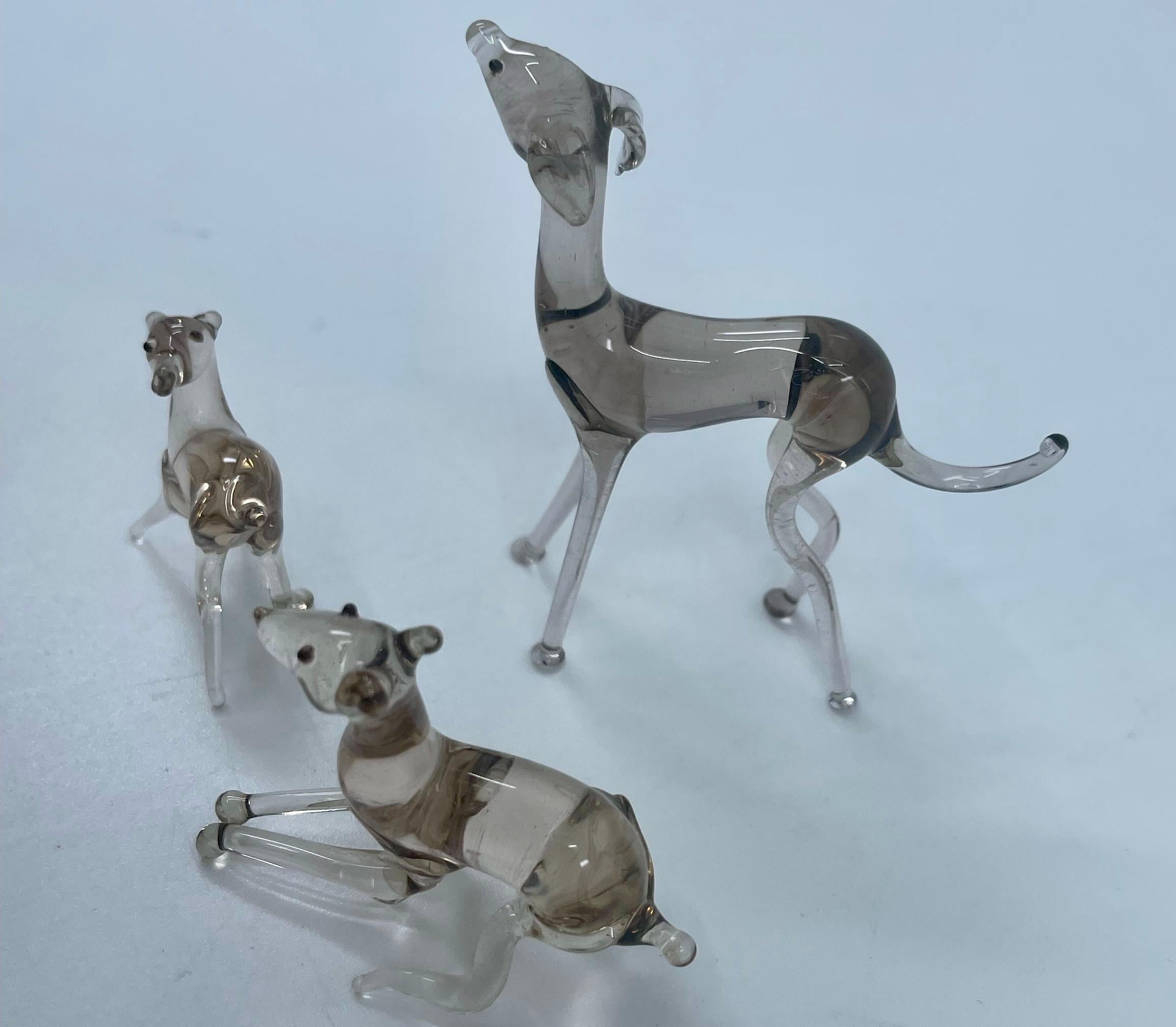 Mid-Century Modern Grey Murano Dogs For Sale