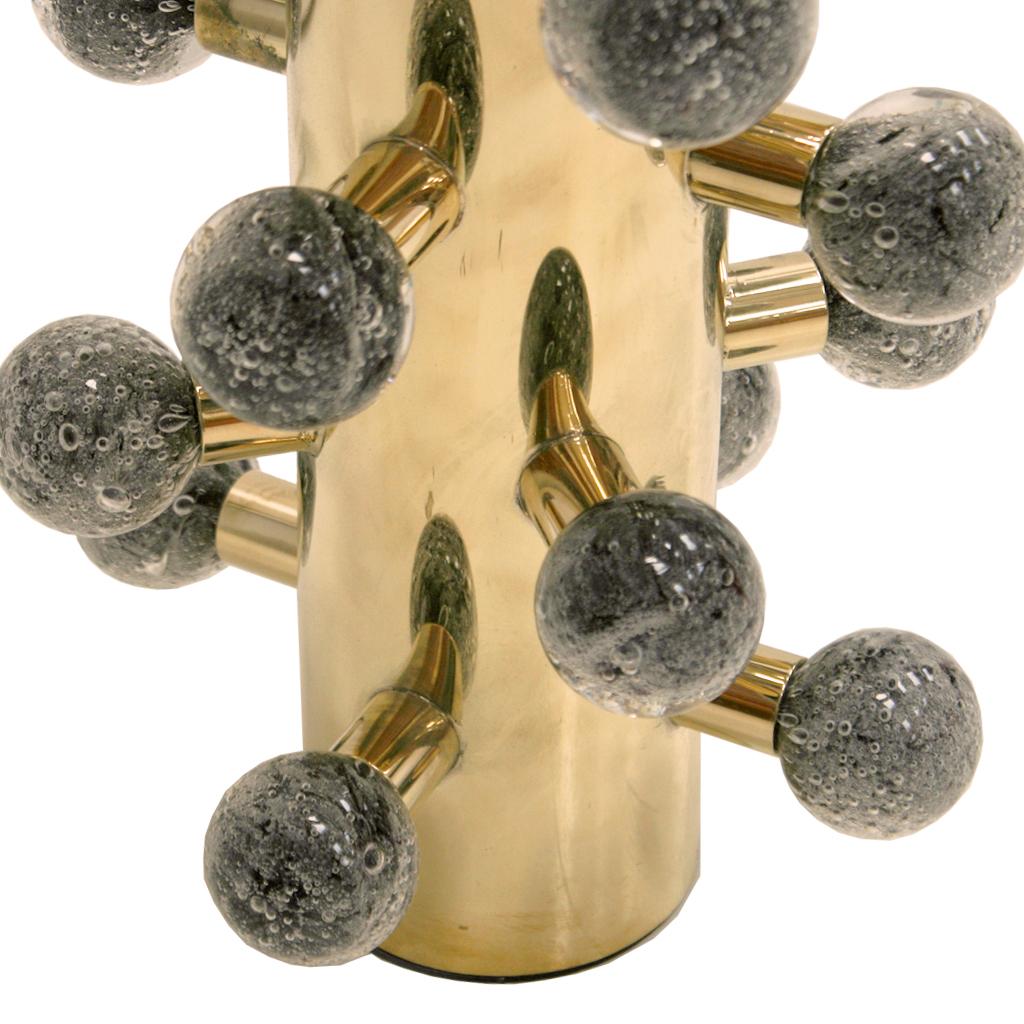 Mid Century Style Grey Murano Glass and Brass Italian Table Lamps For Sale 1