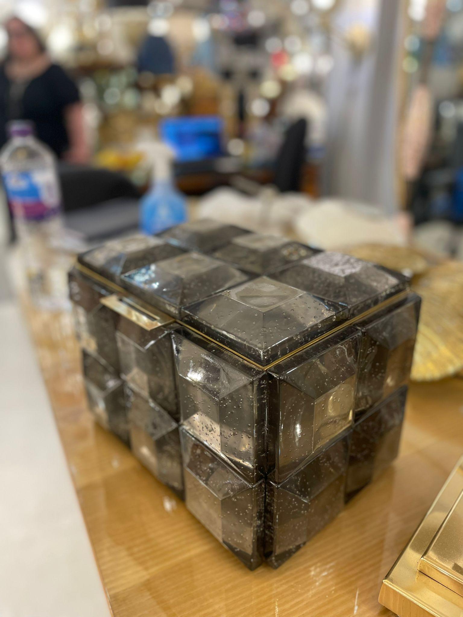 Modern Grey Murano Glass Box For Sale