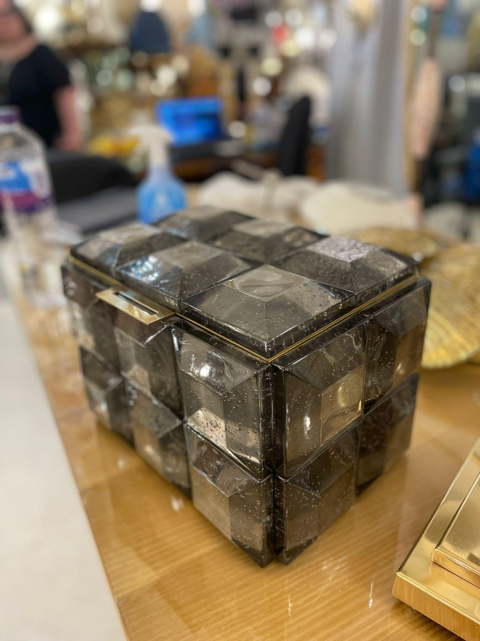 Italian Grey Murano Glass Box