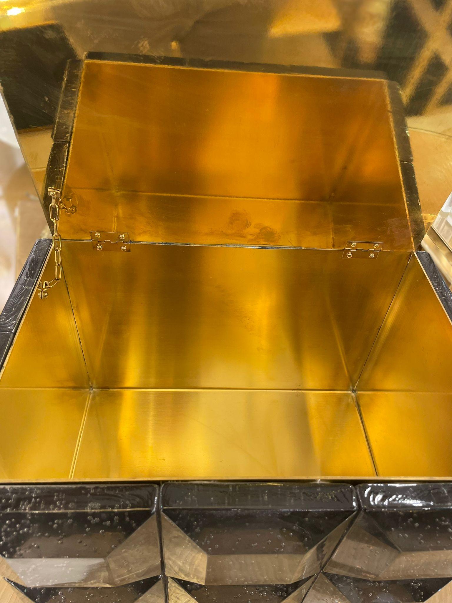 Brass Grey Murano Glass Box