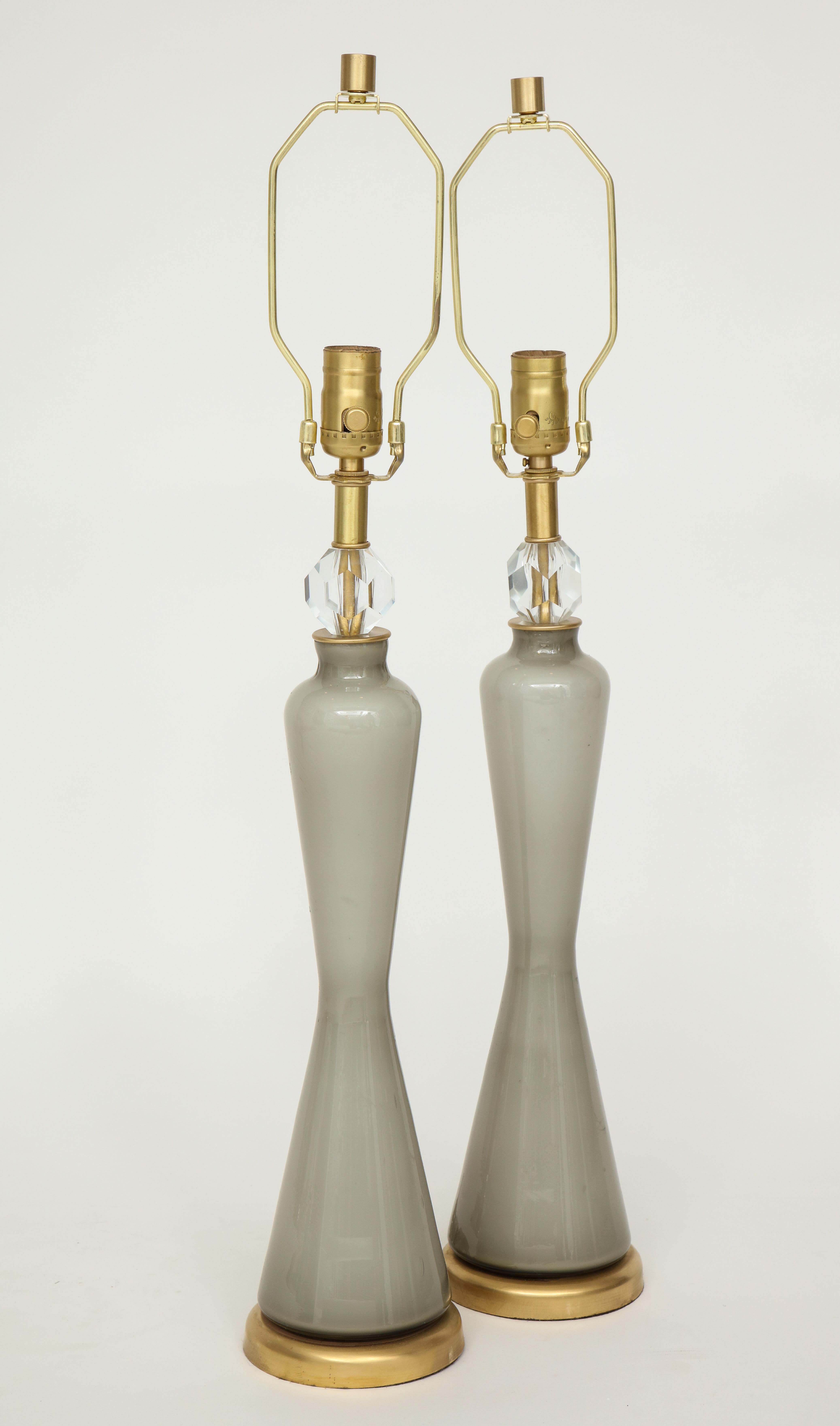 Mid-Century Modern Grey Murano Glass Lamps