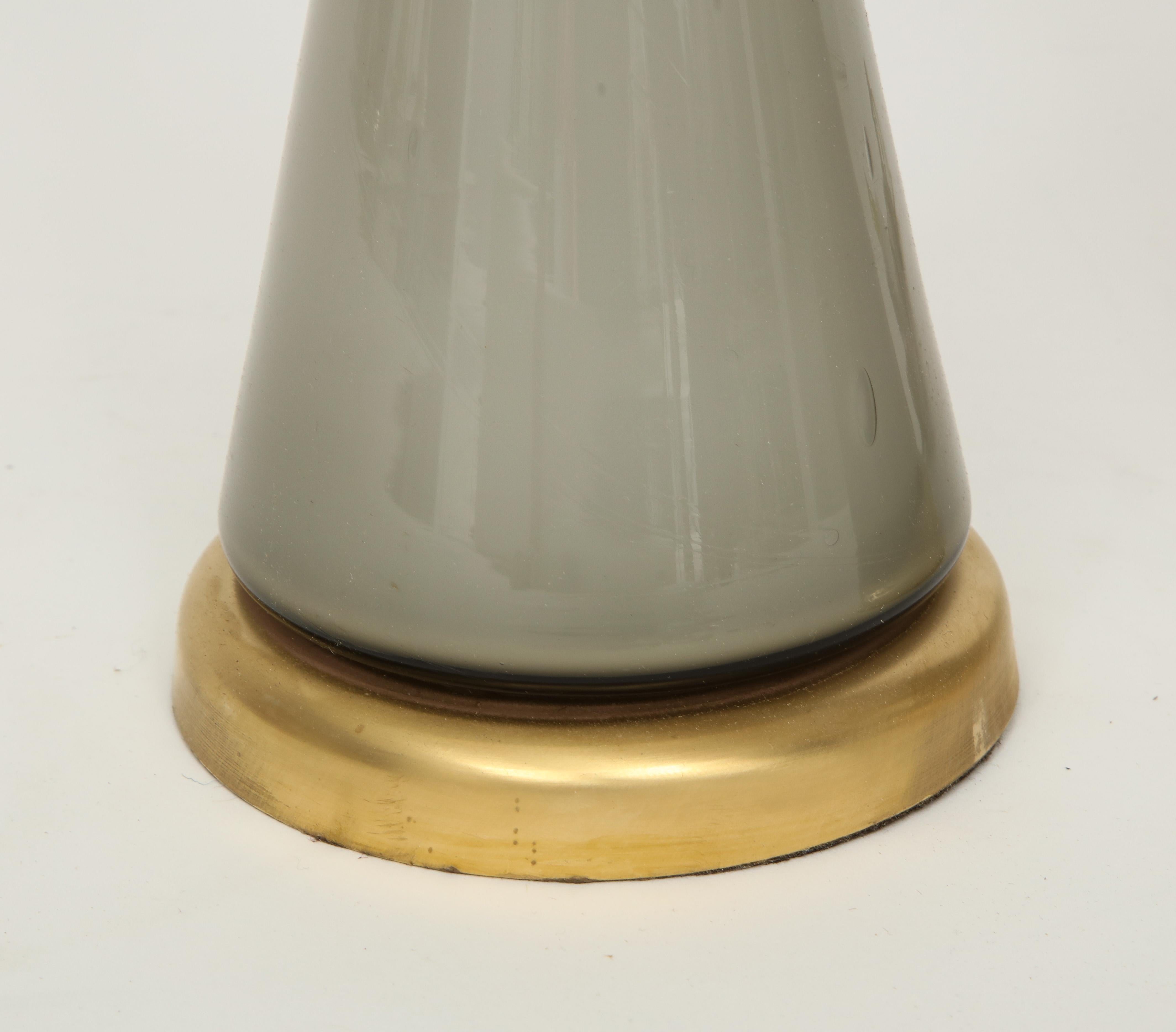 Brass Grey Murano Glass Lamps