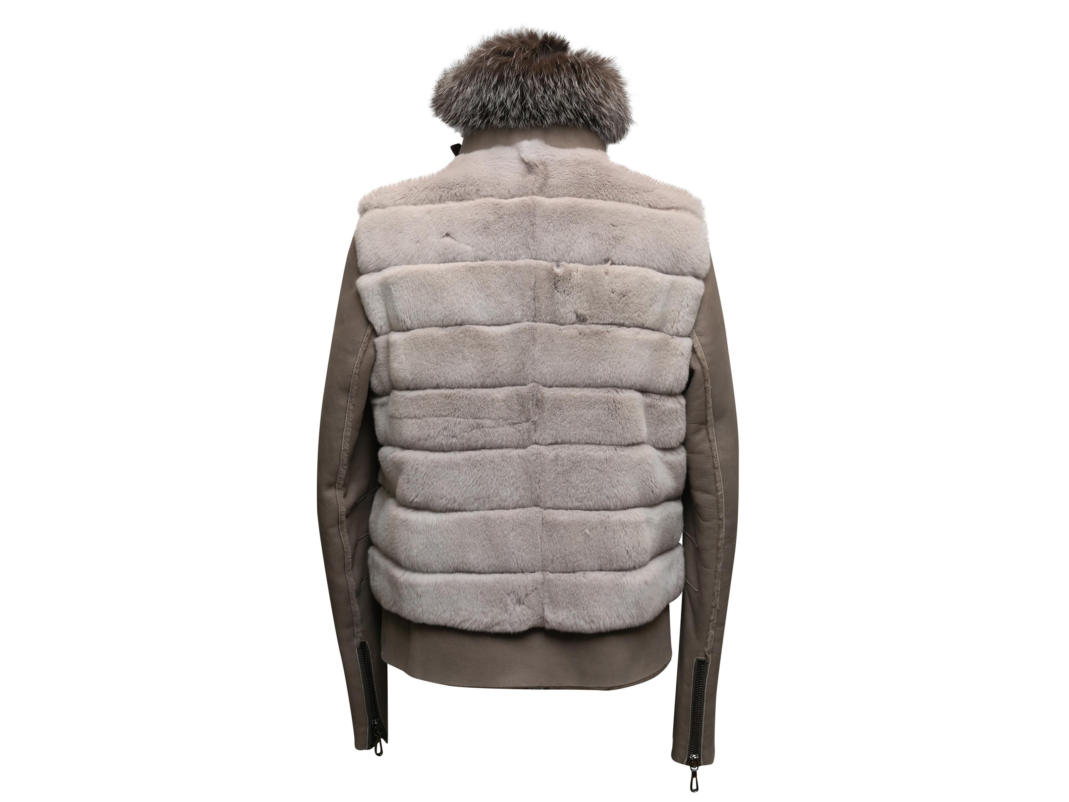 Grey Natacha & Vanessa Rabbit Fur & Fox Fox Zip Jacket Size FR 38 In Good Condition For Sale In New York, NY