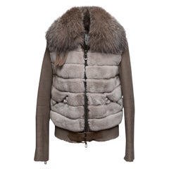 Used Grey Natacha & Vanessa Rabbit Fur & Fox Fox Zip Jacket Size FR 38