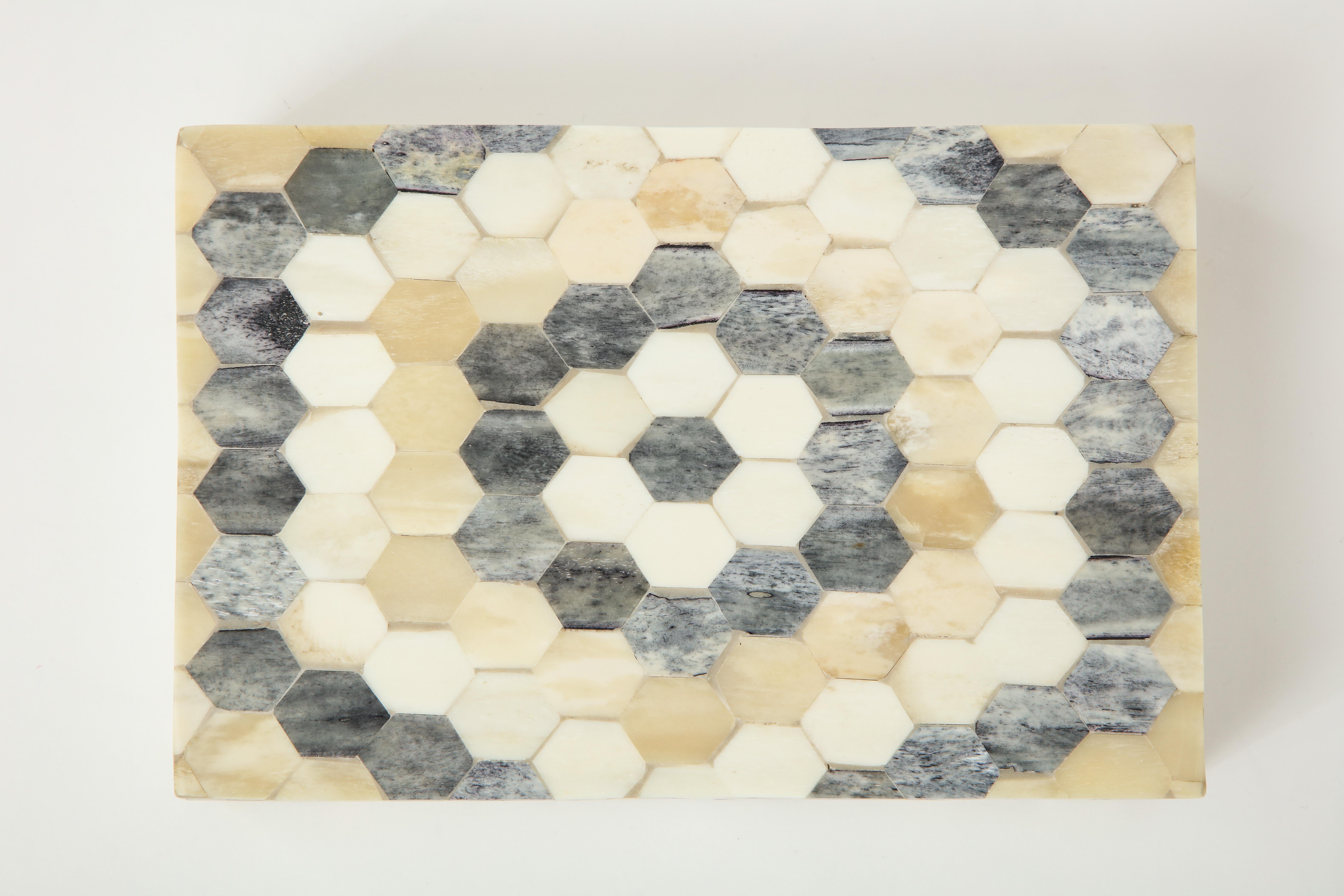 Organic Modern Grey, Natural, Tan Bone Mosaic Pattern Box