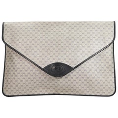 Grey & Navy Blue Vintage Gucci Oversized Portfolio Pouch