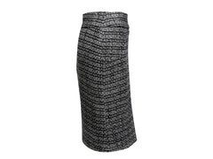 Grey & Navy Chanel Tweed Pencil Skirt Size FR 40
