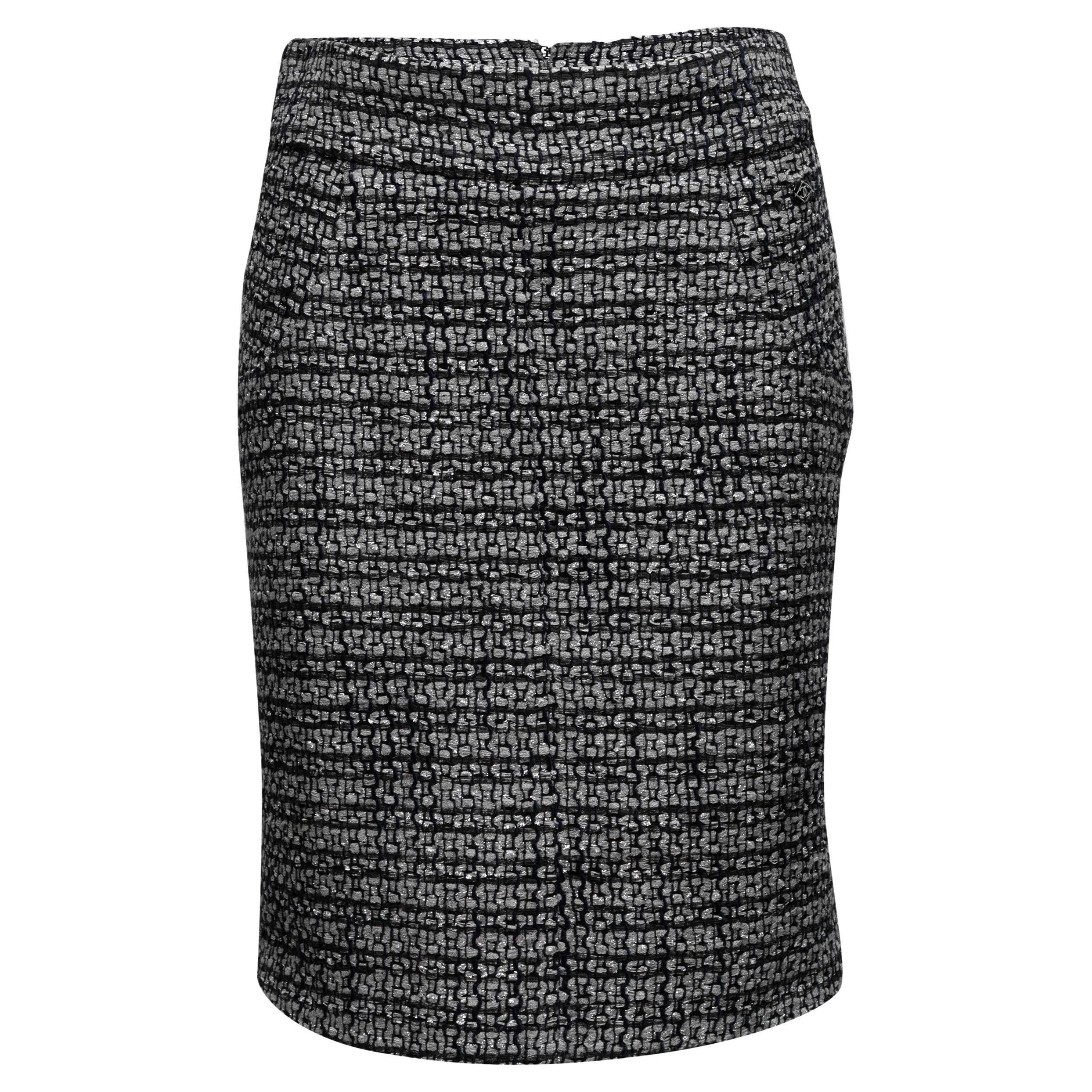 Navy tweed pencil skirt sale