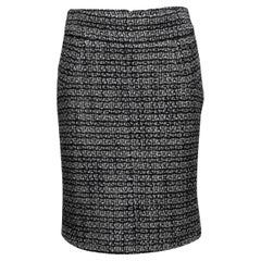 Grey & Navy Chanel Tweed Pencil Skirt Size FR 40