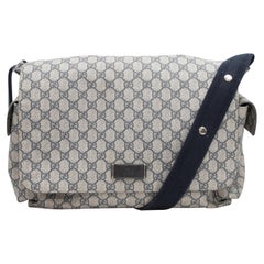 Grey & Navy Gucci GG Supreme Messenger Bag