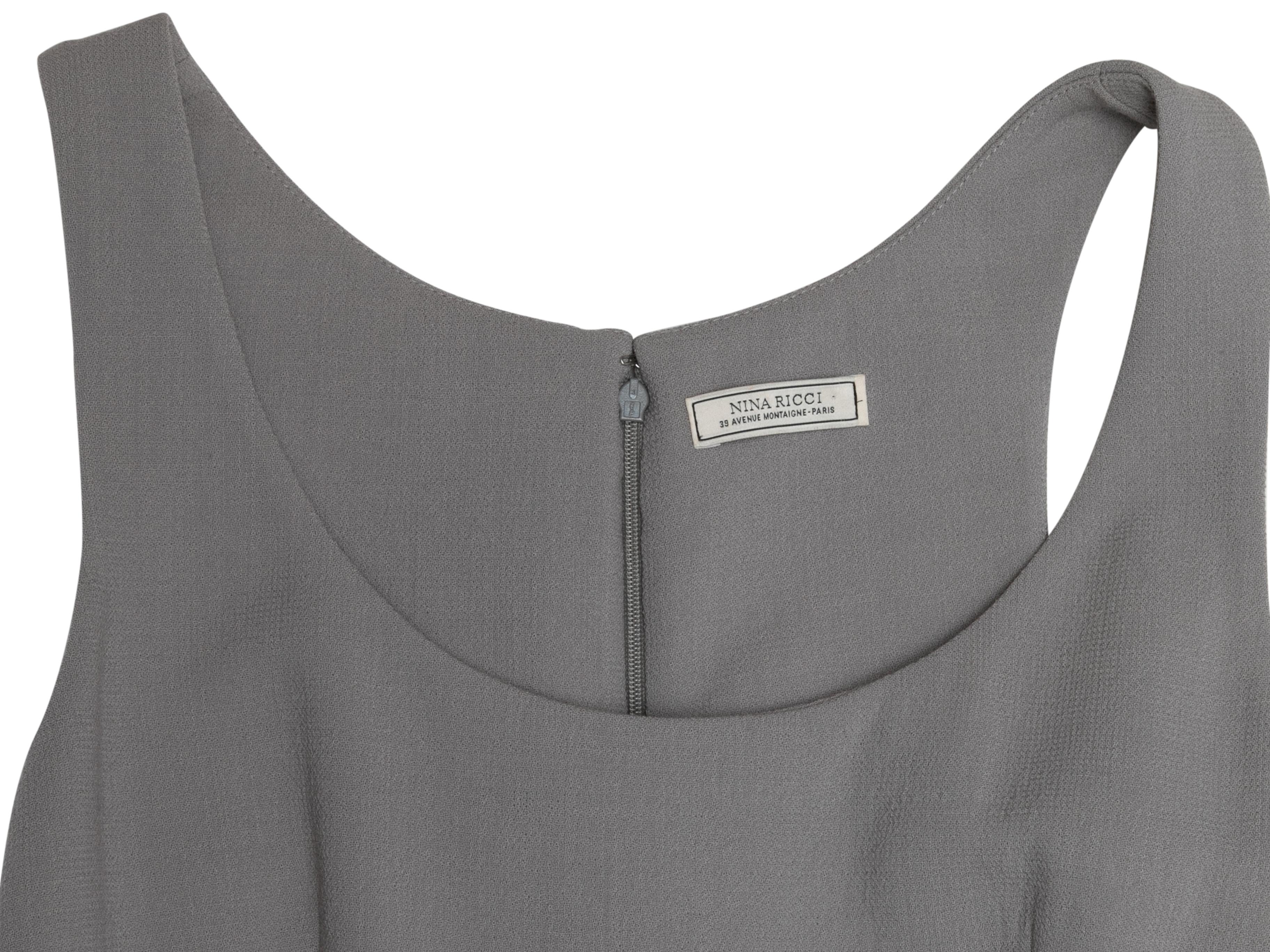Grey Nina Ricci Wool Lace-Up Back Sleeveless Dress Size FR 36 In Good Condition In New York, NY