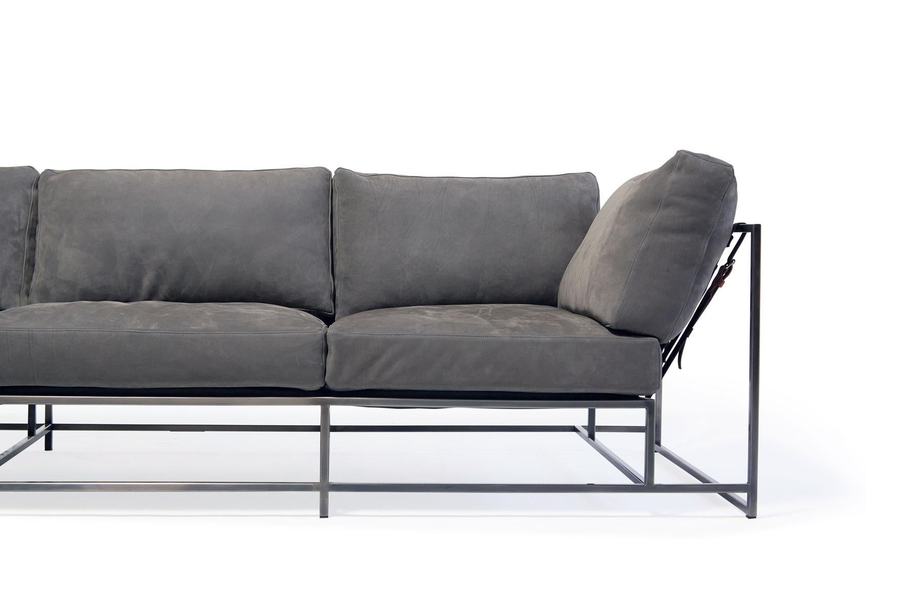 grey nubuck leather sofa