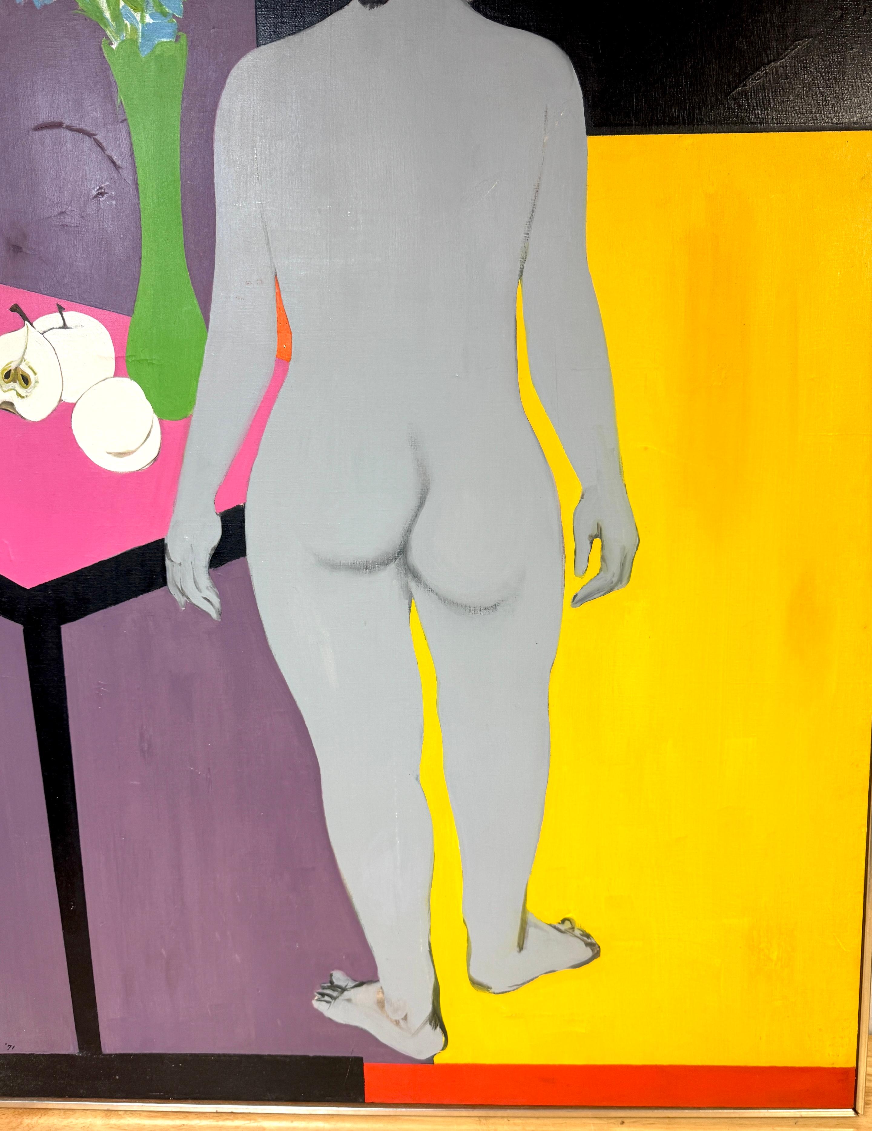 'Grauer Akt mit weißer Frucht' von Doris Klein, 1971, Roko Gallery, NY, NY (Handbemalt) im Angebot