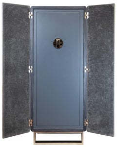 Grey Oak and Fabric Armoire