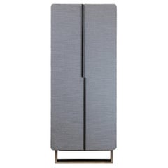 Grey Oak and Fabric Armoire