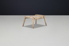 Grey Oak Footstool by Heinz Heger for PGH Erzgebirge, Annaberg-Buchholz, 1960s