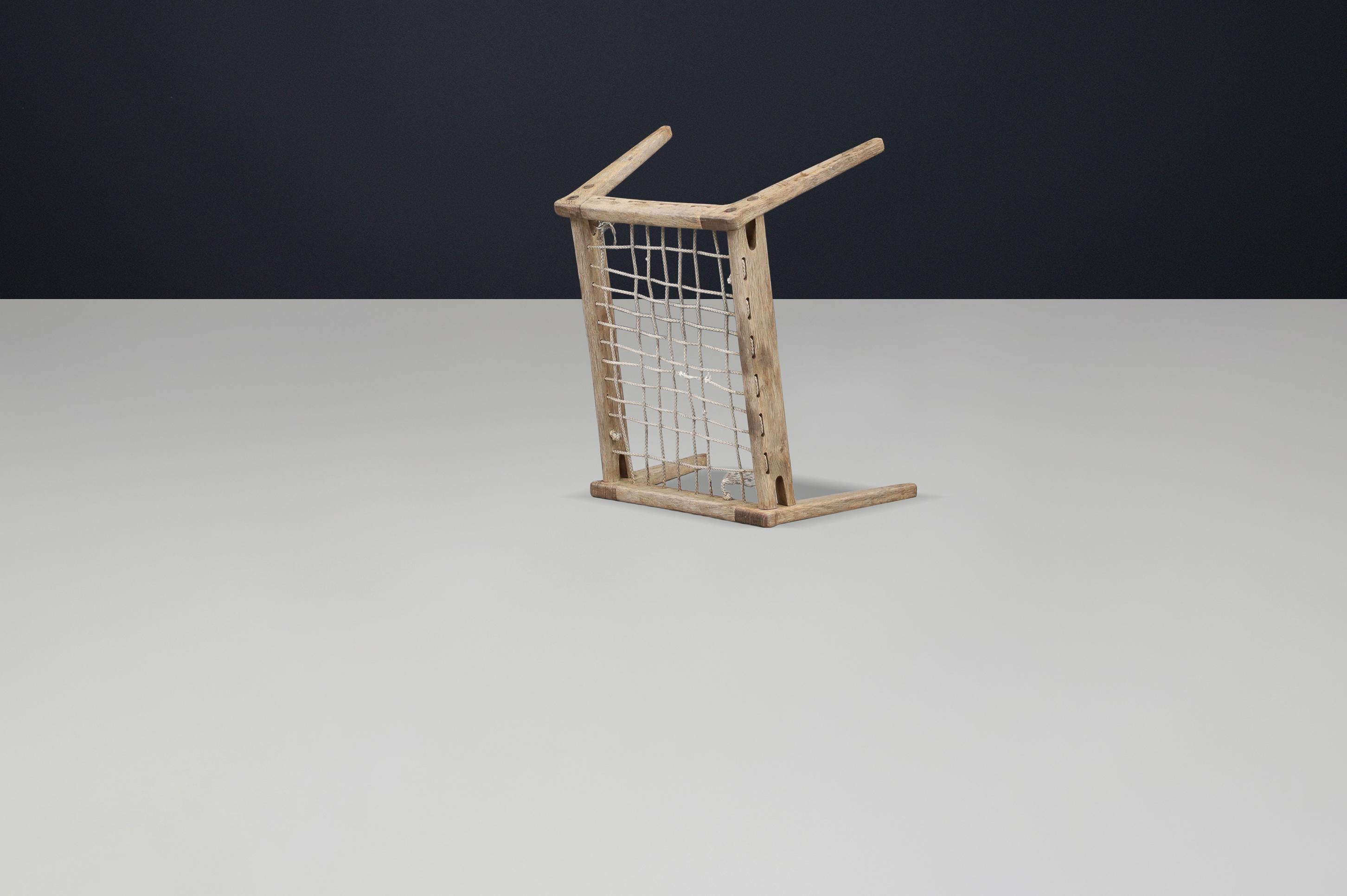 Grauer Eichenfußhocker von Heinz Heger für PGH Erzgebirge, Annaberg-Buchholz, 1960er Jahre (Mitte des 20. Jahrhunderts) im Angebot