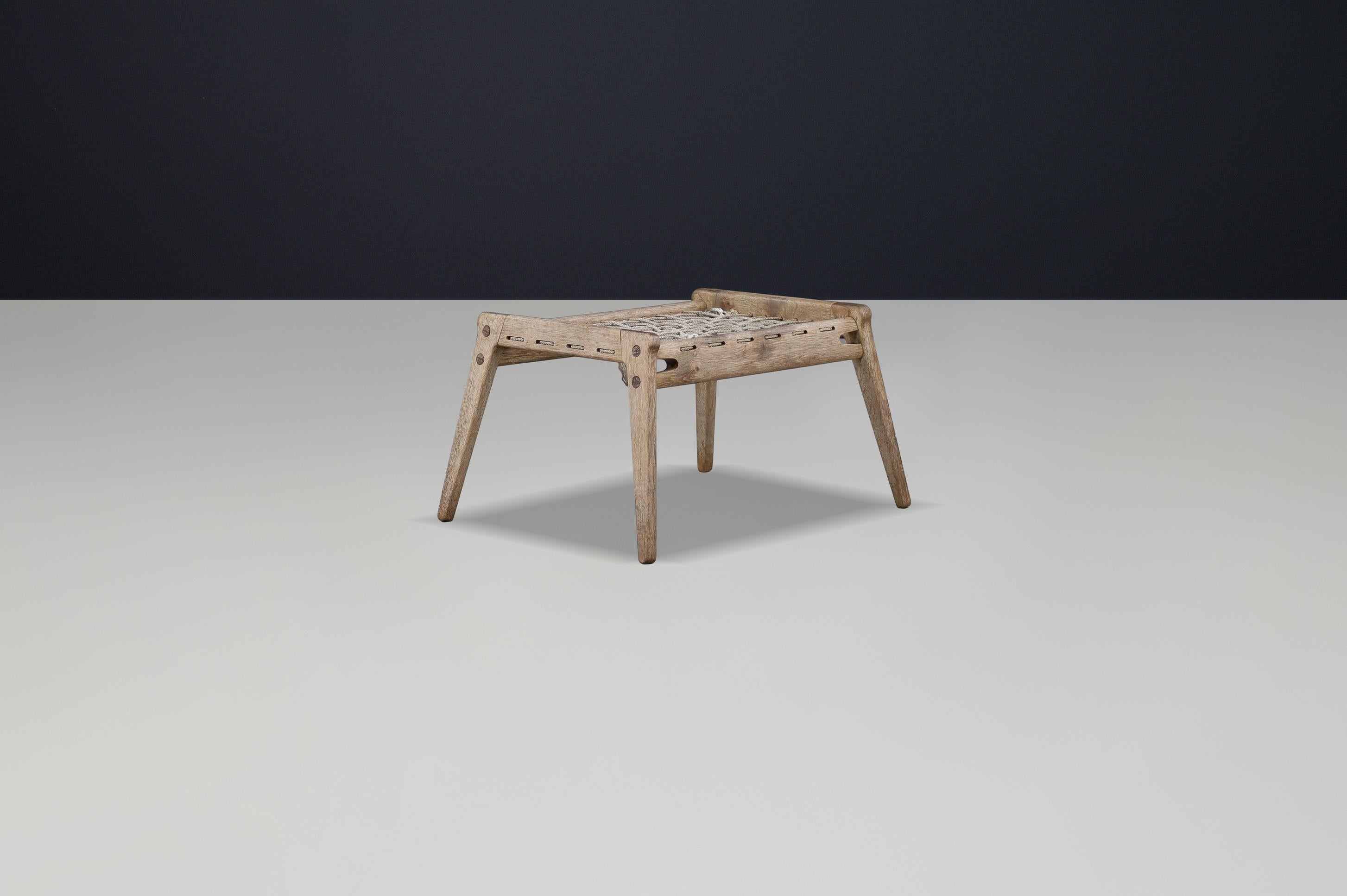 Grauer Eichenfußhocker von Heinz Heger für PGH Erzgebirge, Annaberg-Buchholz, 1960er Jahre im Angebot 2