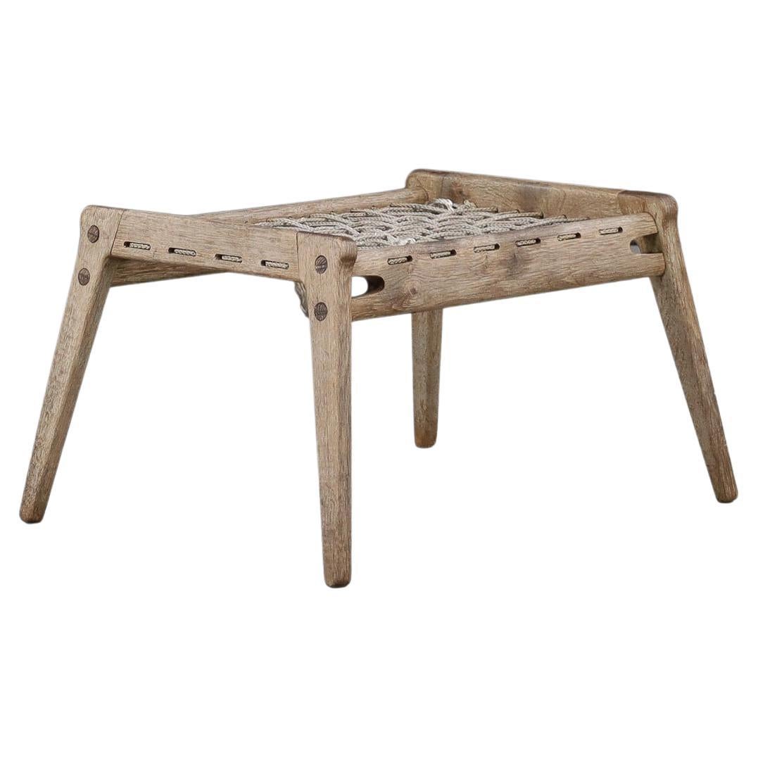 Grauer Eichenfußhocker von Heinz Heger für PGH Erzgebirge, Annaberg-Buchholz, 1960er Jahre