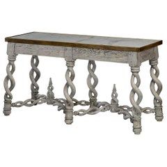 Grey Oak Marble-Top Console Table
