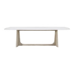 Grey Oak Modern Quartz Top Dining Table