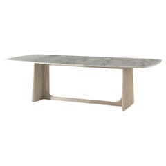 Grey Oak Modern Marble Top Dining Table