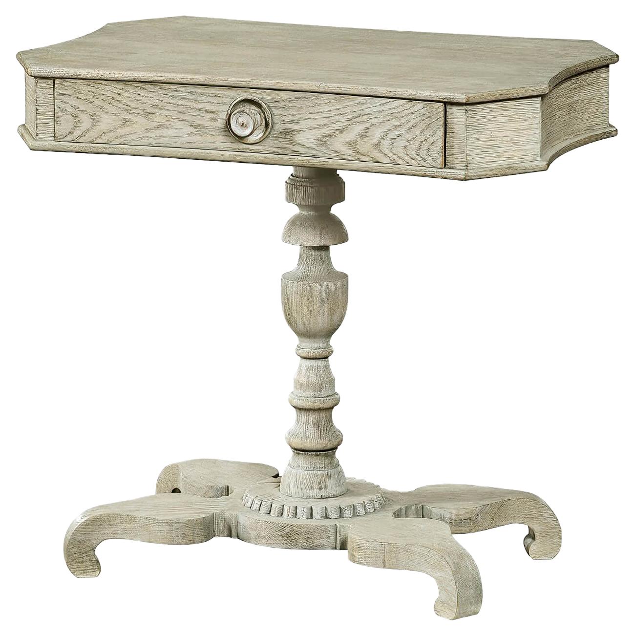Grey Oak Pedestal Side Table