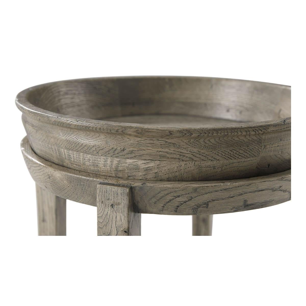 Wood Grey Oak Rustic Accent Table For Sale