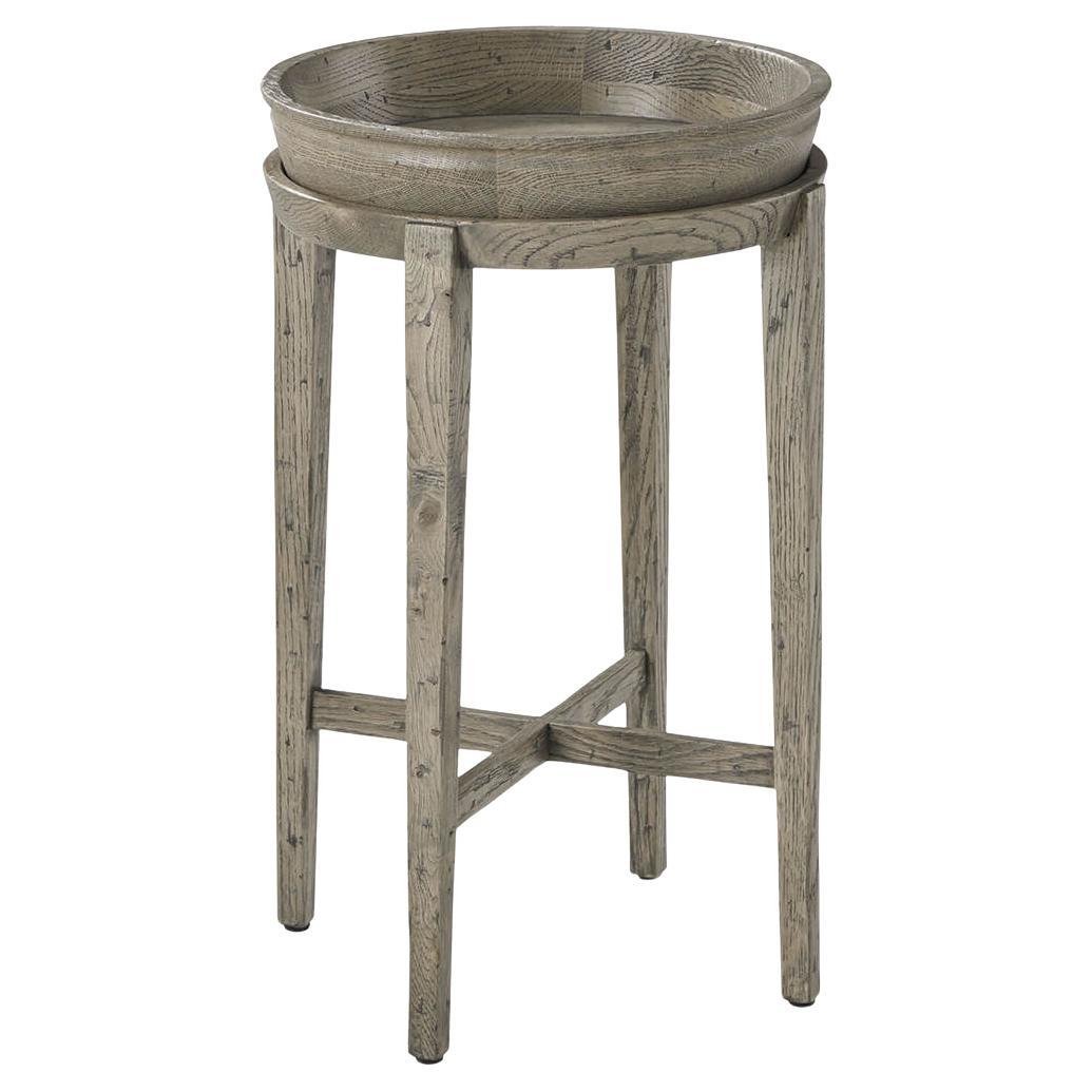 Grey Oak Rustic Accent Table For Sale