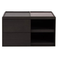 Grey Oak Wood Side Table with Drawers + Compartments, B&B Italia