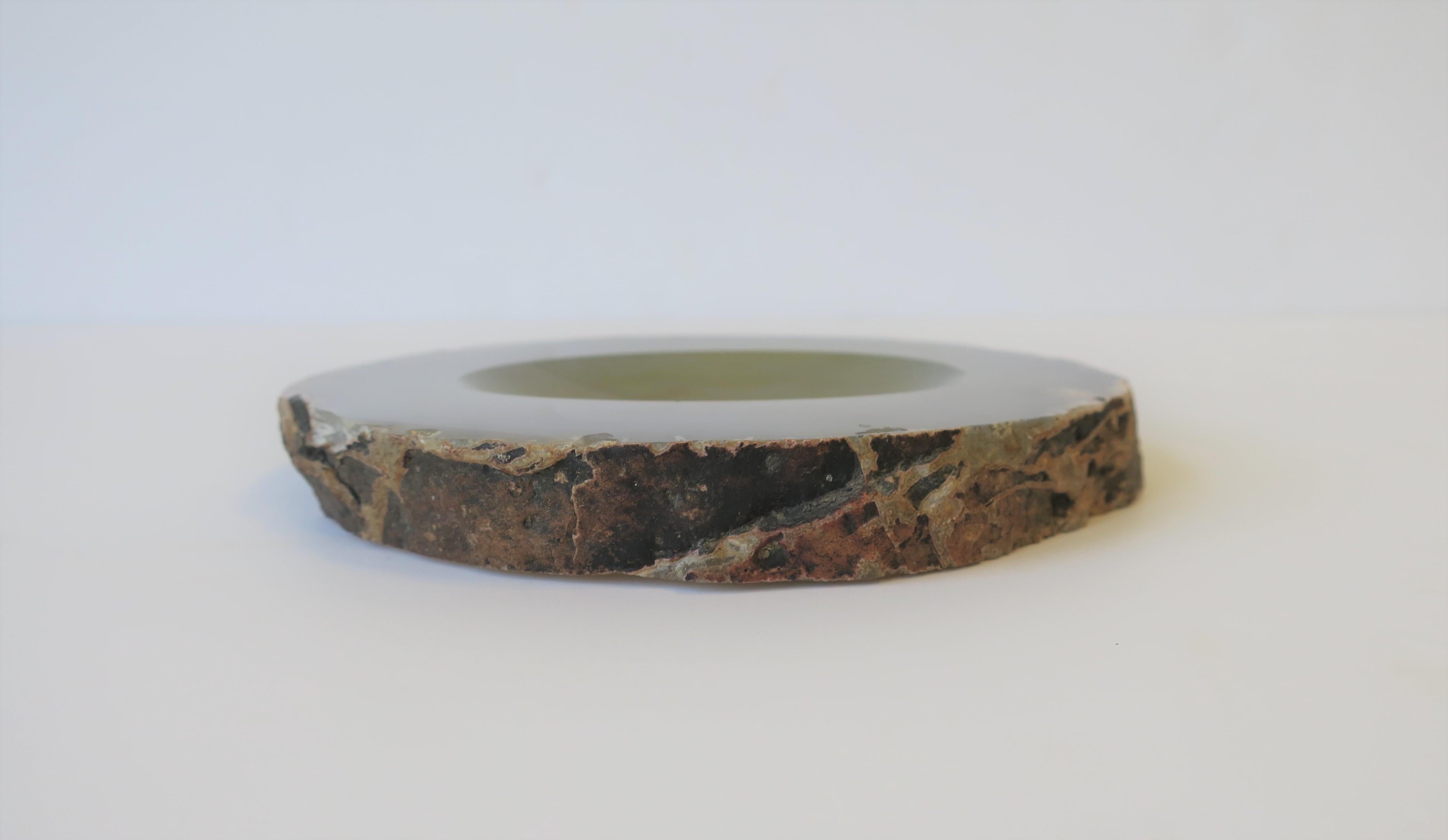 Grey Agate Vessel Bowl or Decorative Object 4