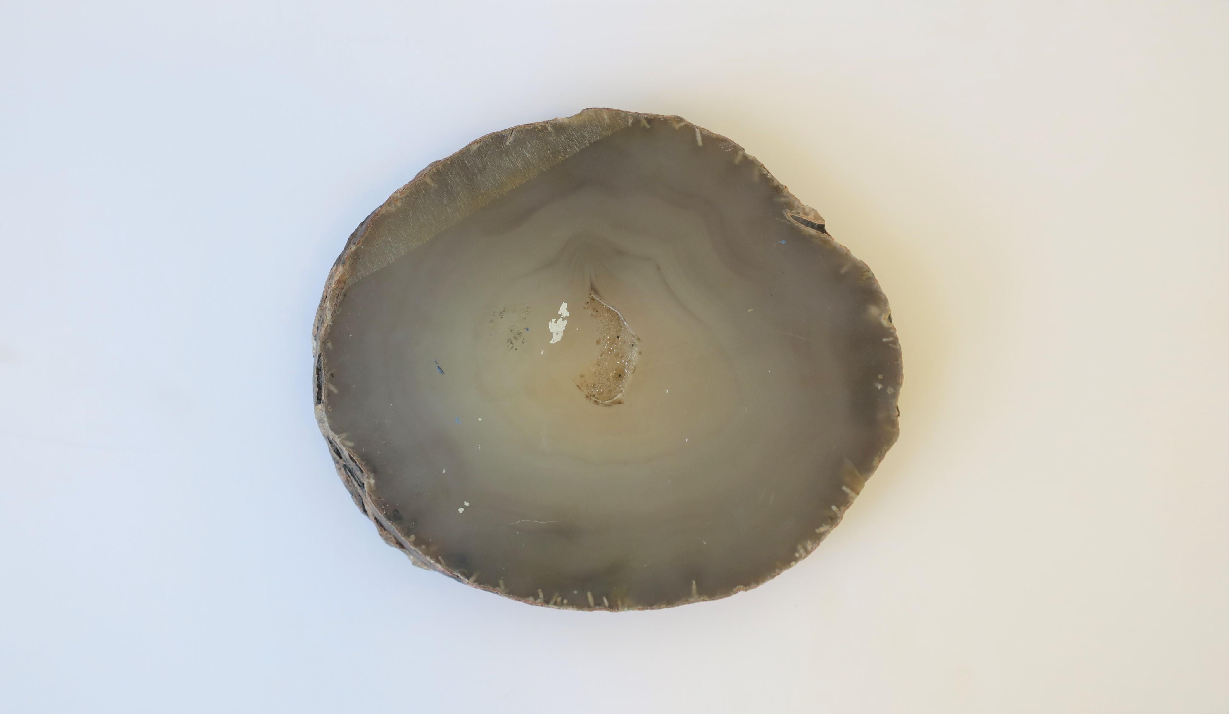 Grey Agate Vessel Bowl or Decorative Object 6