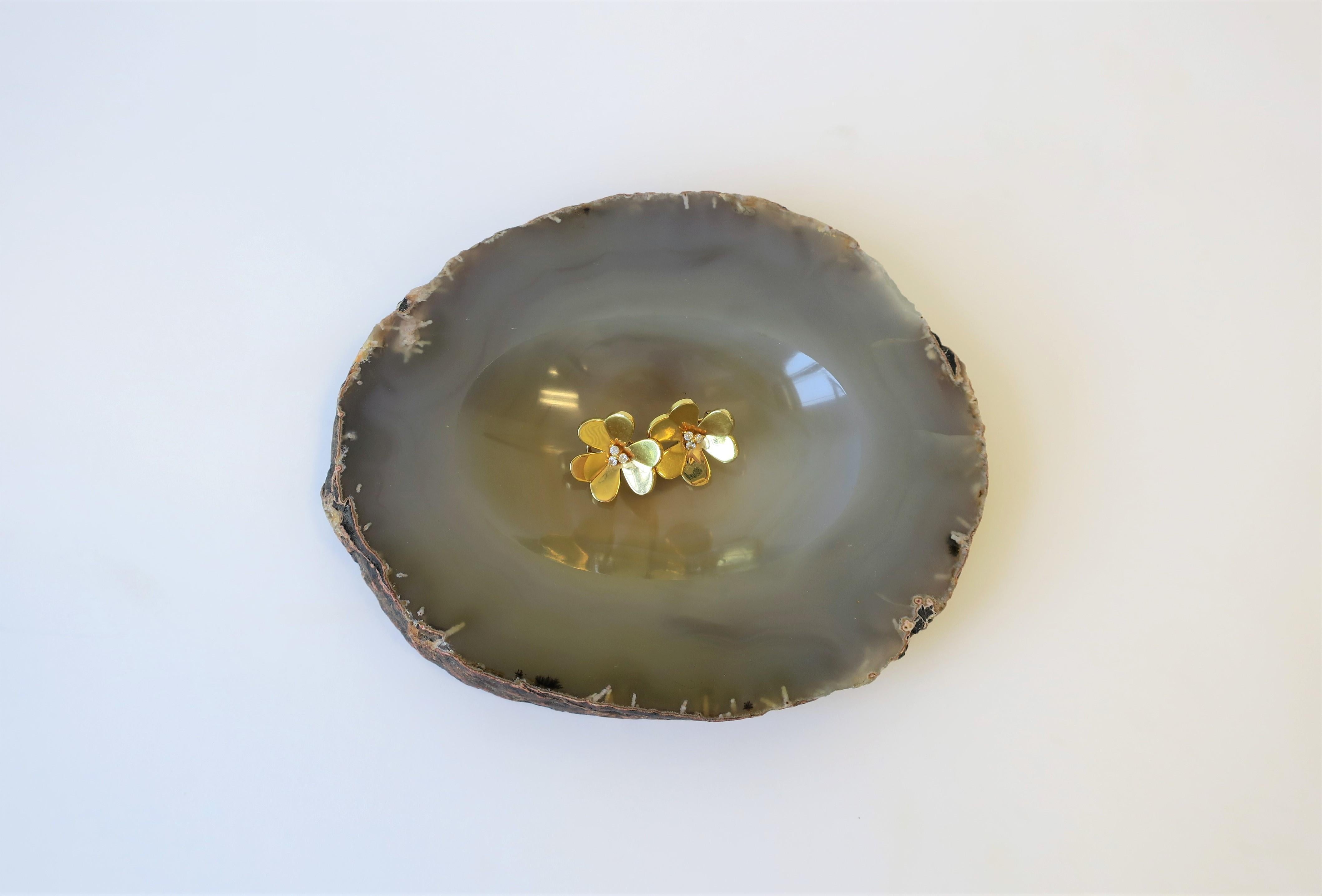 Organic Modern Grey Agate Vessel Bowl or Decorative Object