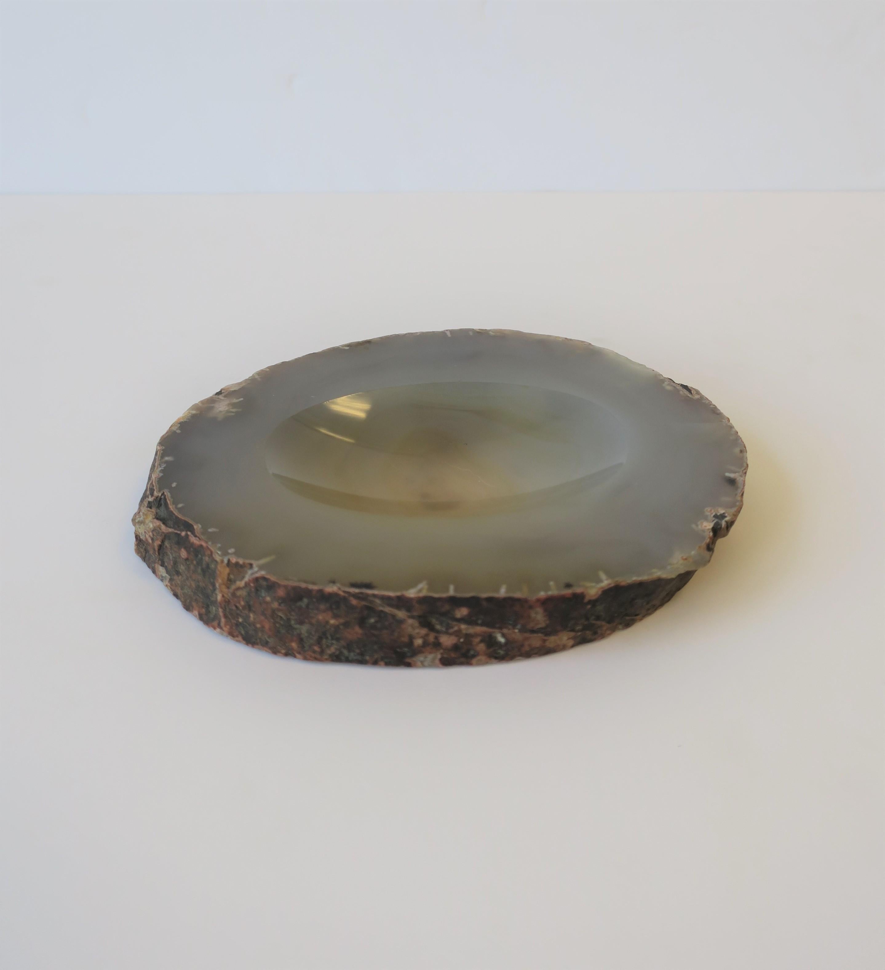 20th Century Grey Agate Vessel Bowl or Decorative Object