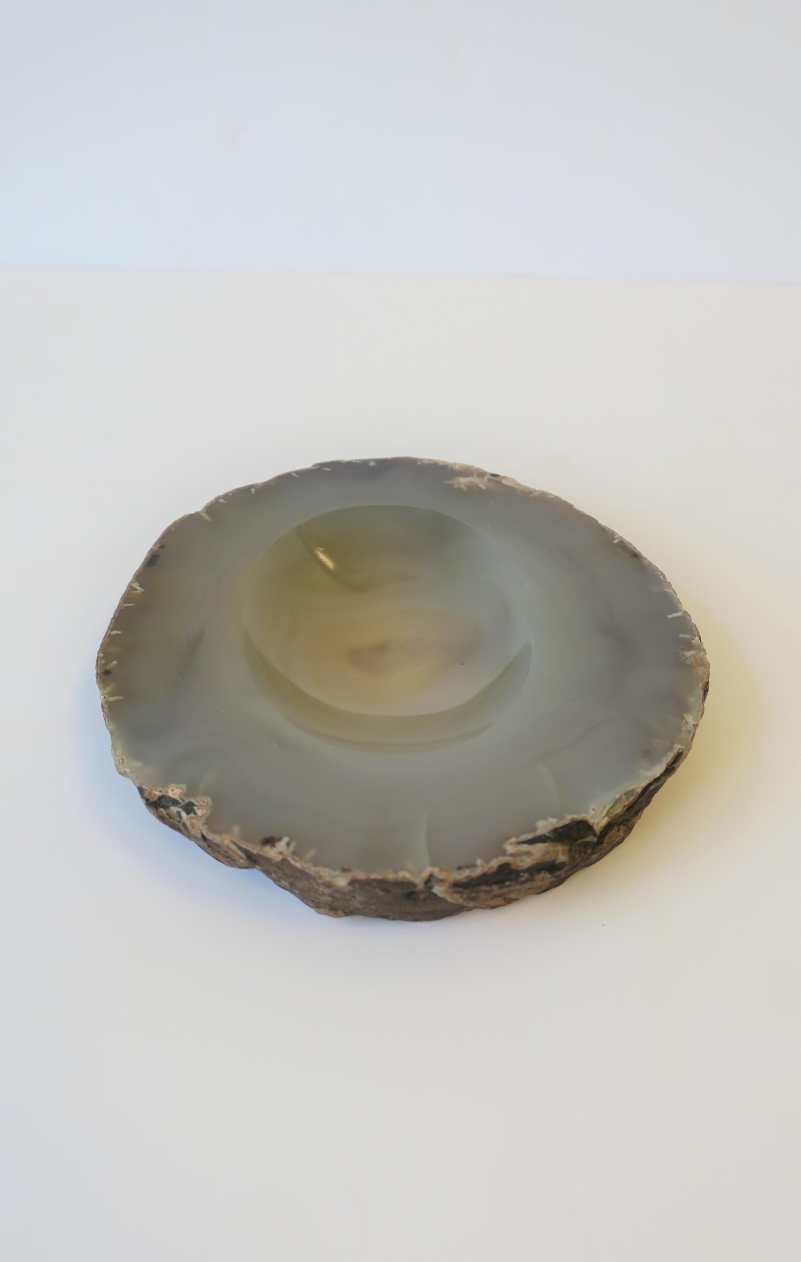 Grey Agate Vessel Bowl or Decorative Object 2