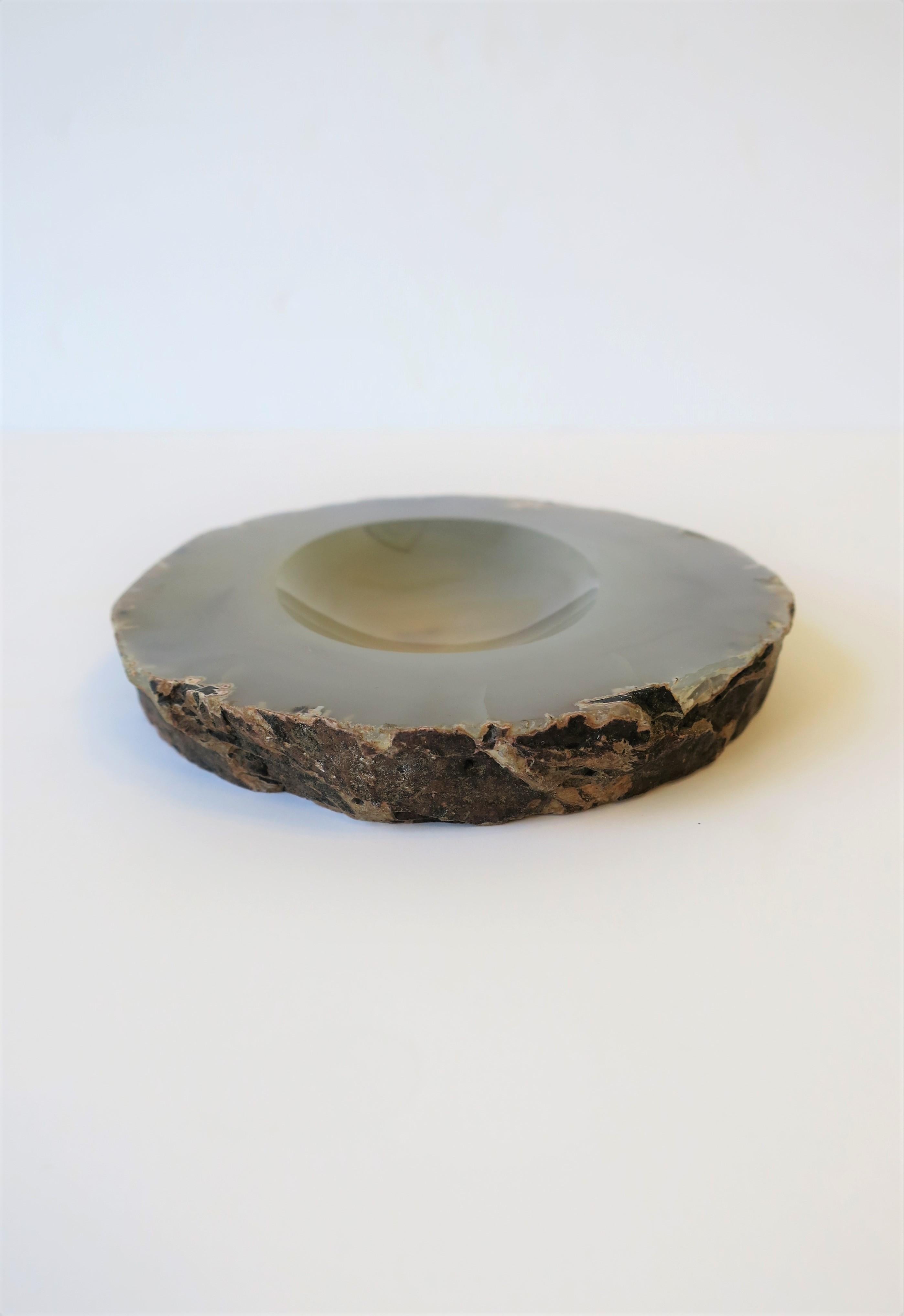 Grey Agate Vessel Bowl or Decorative Object 3