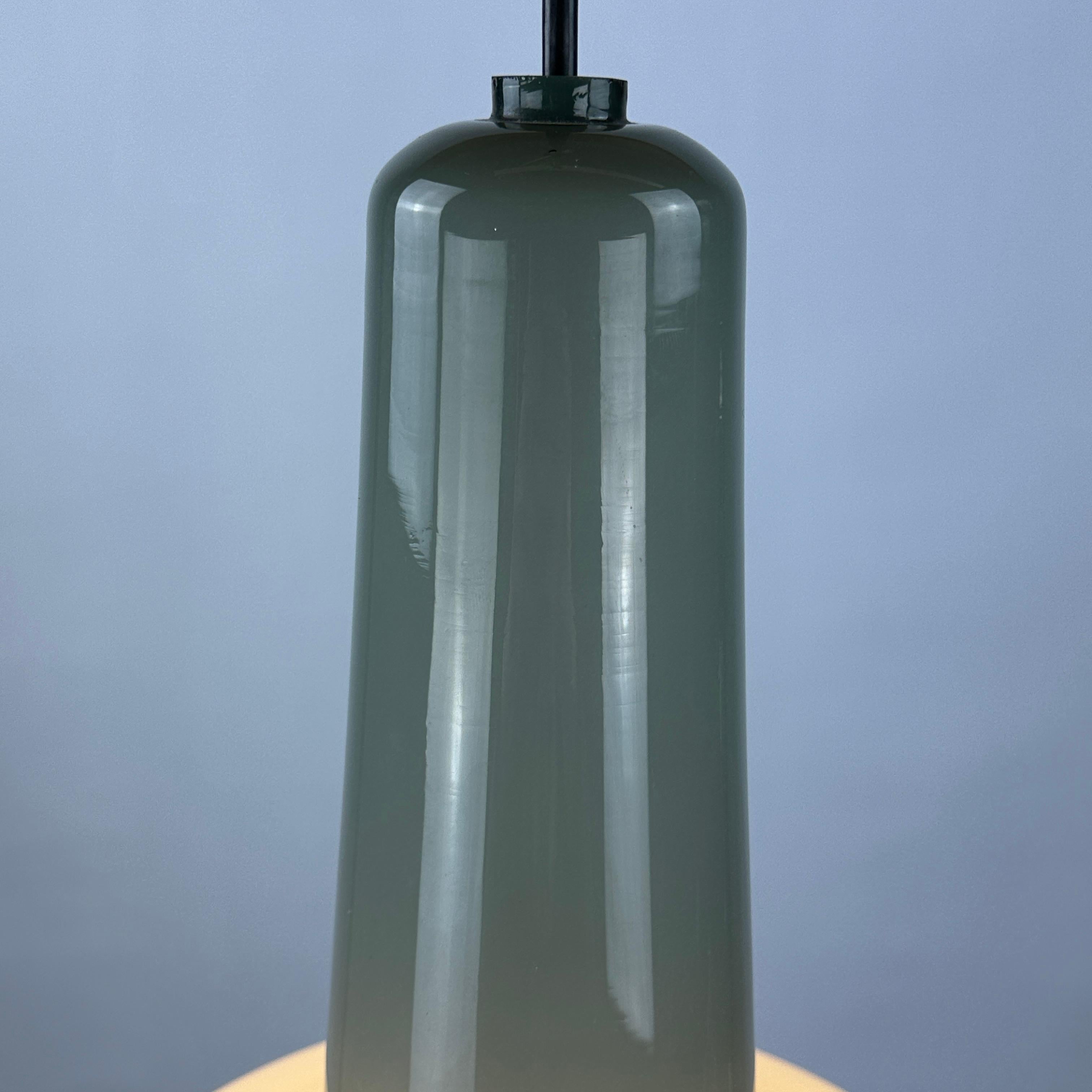 Danish Grey opaline glass pendant lamp KRETA for Holmegaard by Jacob Bang 1960 For Sale