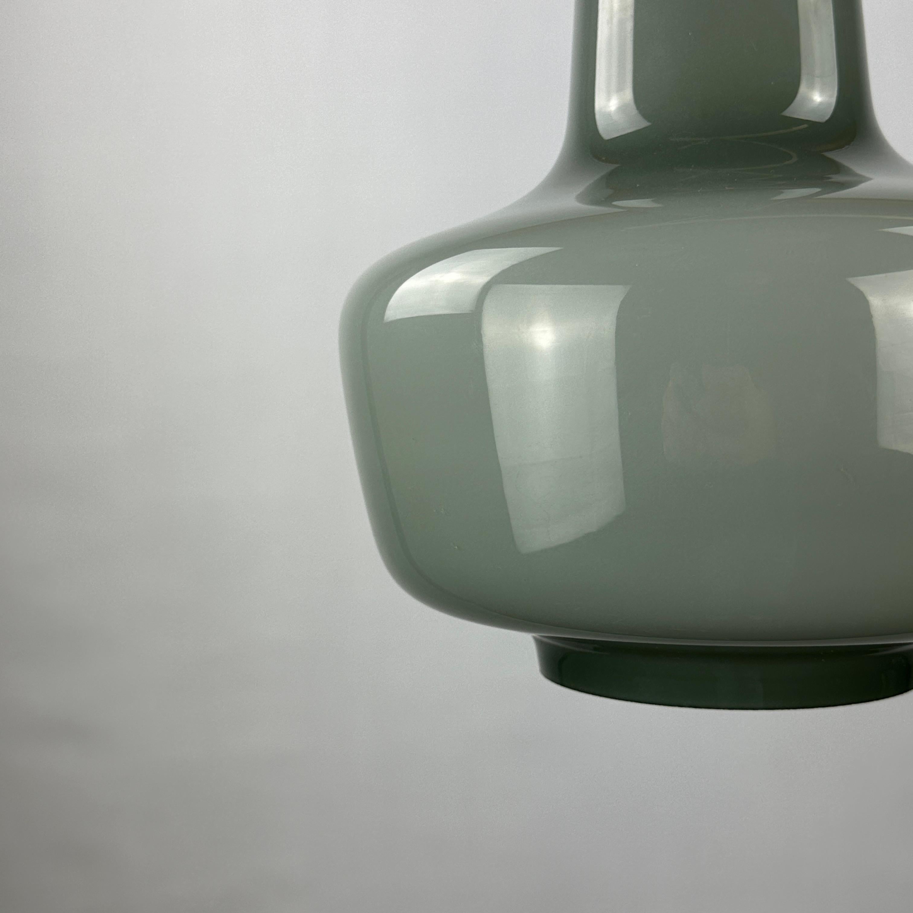 Grey opaline glass pendant lamp KRETA for Holmegaard by Jacob Bang 1960 For Sale 1
