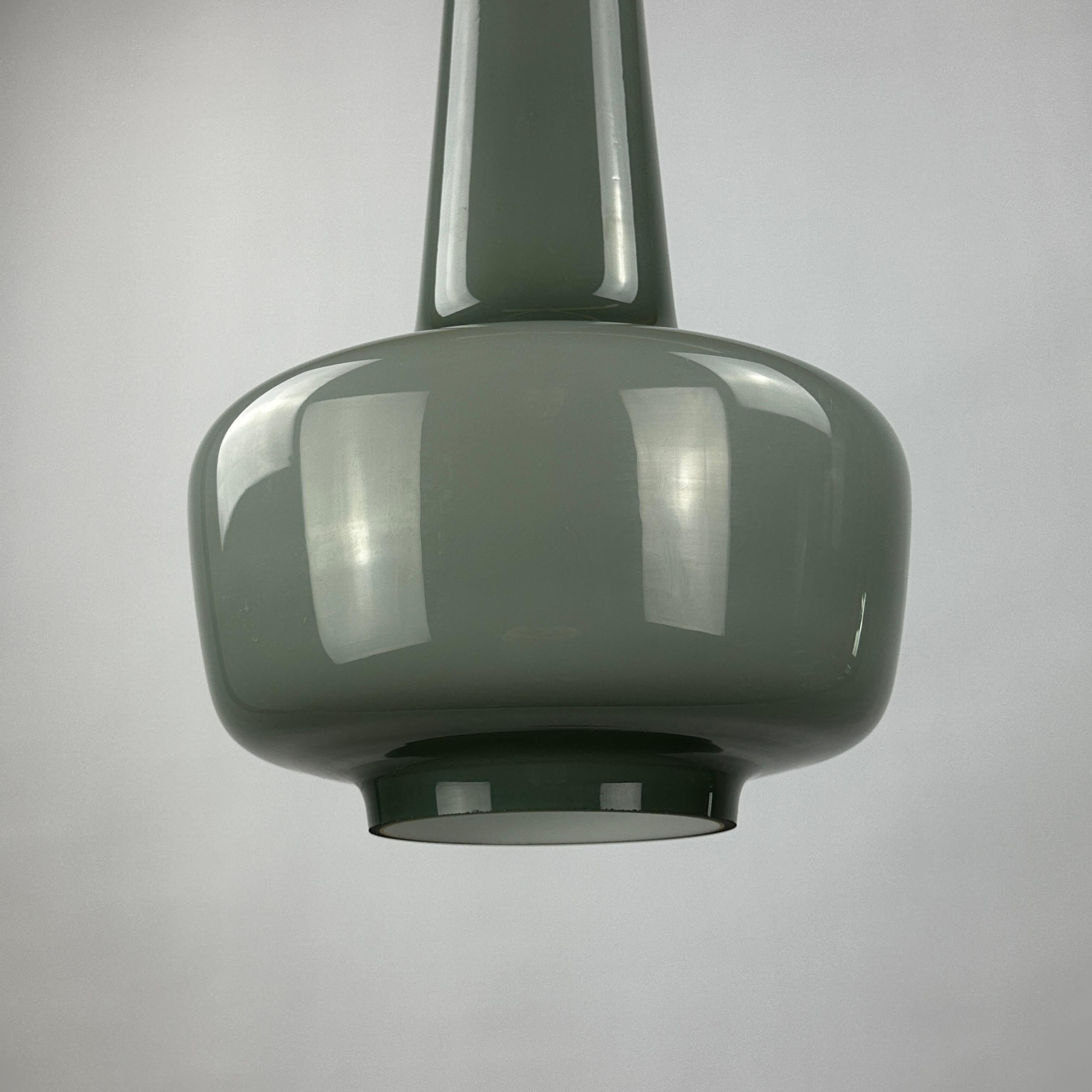 Grey opaline glass pendant lamp KRETA for Holmegaard by Jacob Bang 1960 For Sale 2