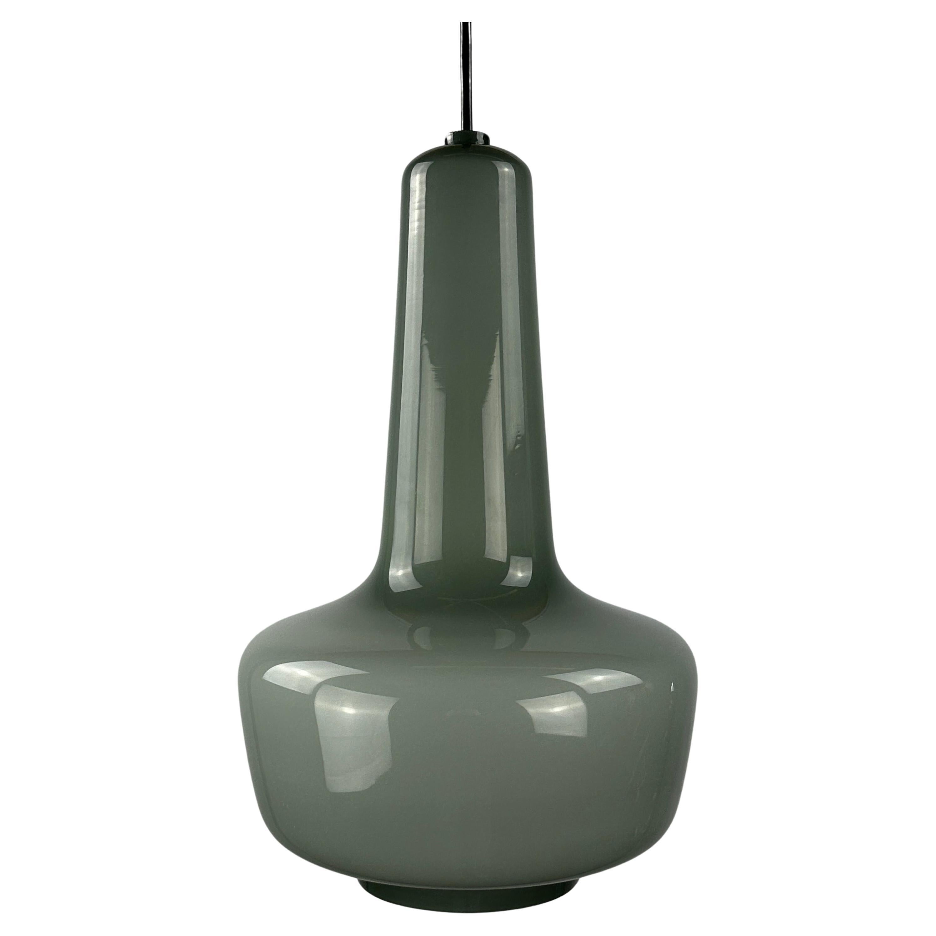 Grey opaline glass pendant lamp KRETA for Holmegaard by Jacob Bang 1960 For Sale