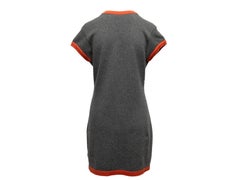 Chanel Kaschmir-Strickkleid in Grau & Orange Größe US L