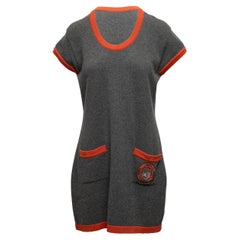 Grey & Orange Chanel Cashmere Knit Dress Size US L