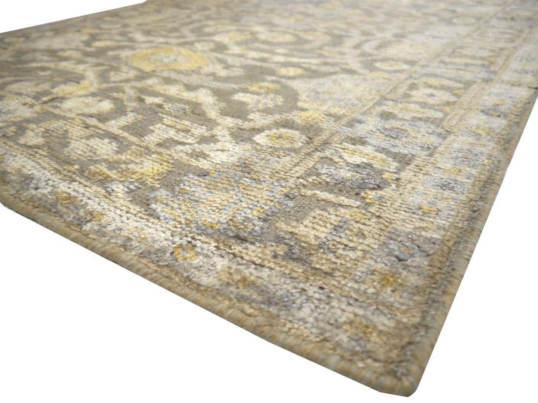 Grauer Oushak-Teppich im Vintage-Stil im Oushak-Stil 6 x 4 Fuß, handgeknüpft aus Wolle und Viskose im Angebot 4