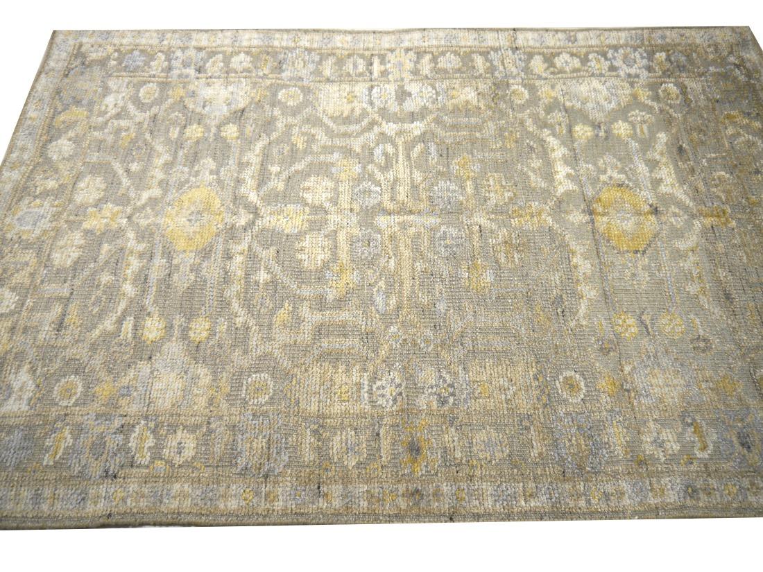Grau Oushak Vintage-Stil Teppich 6 x 4 ft handgeknüpft Wolle und Viskose für Wohnzimmer, Esszimmer, Schlafzimmer, Büro, Eintrag.
Ein Qushak-Teppich aus handgeknüpfter Wolle. 
Das Design: Transitional Oushak
MATERIAL: 70% Wolle, 30%