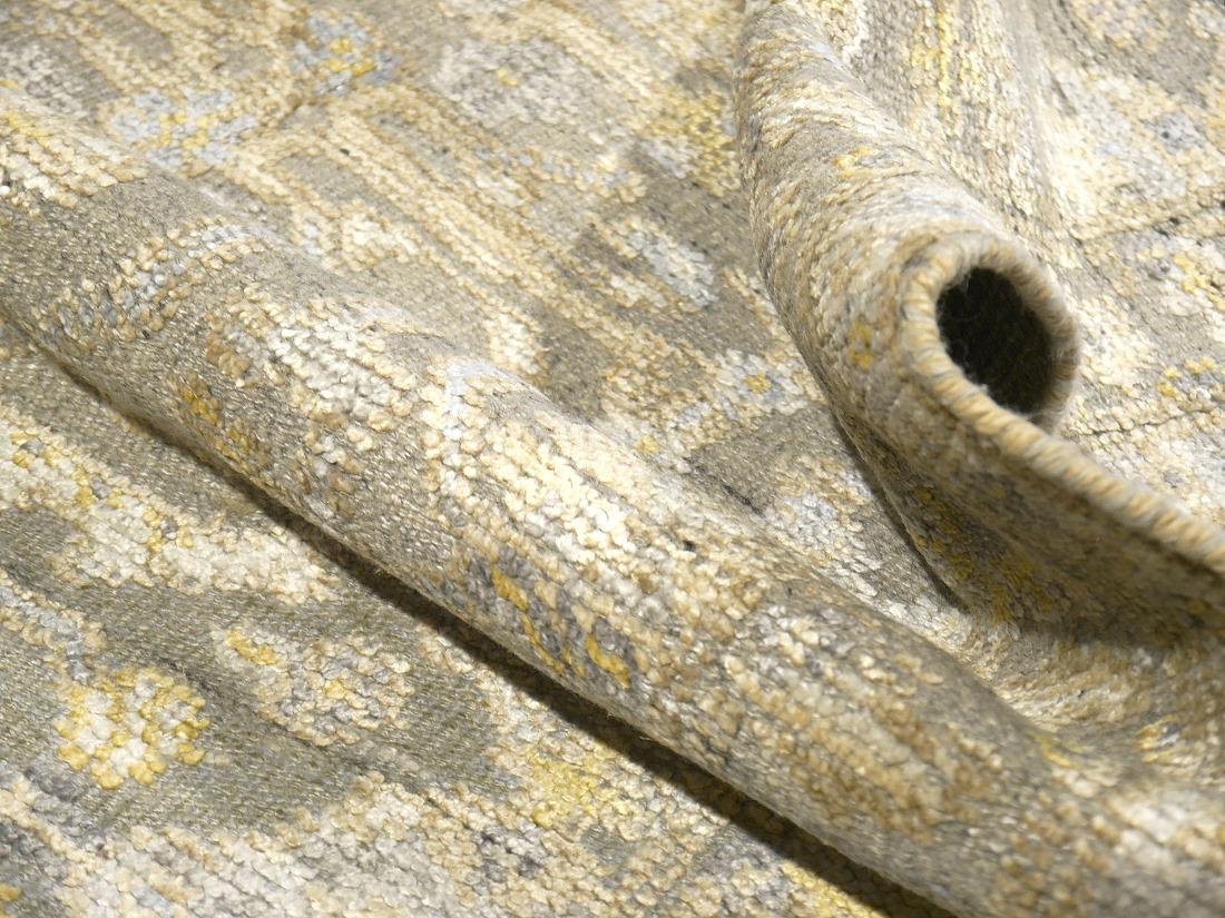 Grauer Oushak-Teppich im Vintage-Stil im Oushak-Stil 6 x 4 Fuß, handgeknüpft aus Wolle und Viskose im Angebot 1